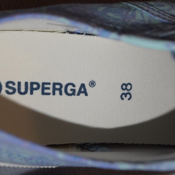 Superga Blue Tropical Lace-Up Sneaker New in Box Size 38 - Picture 10 of 11
